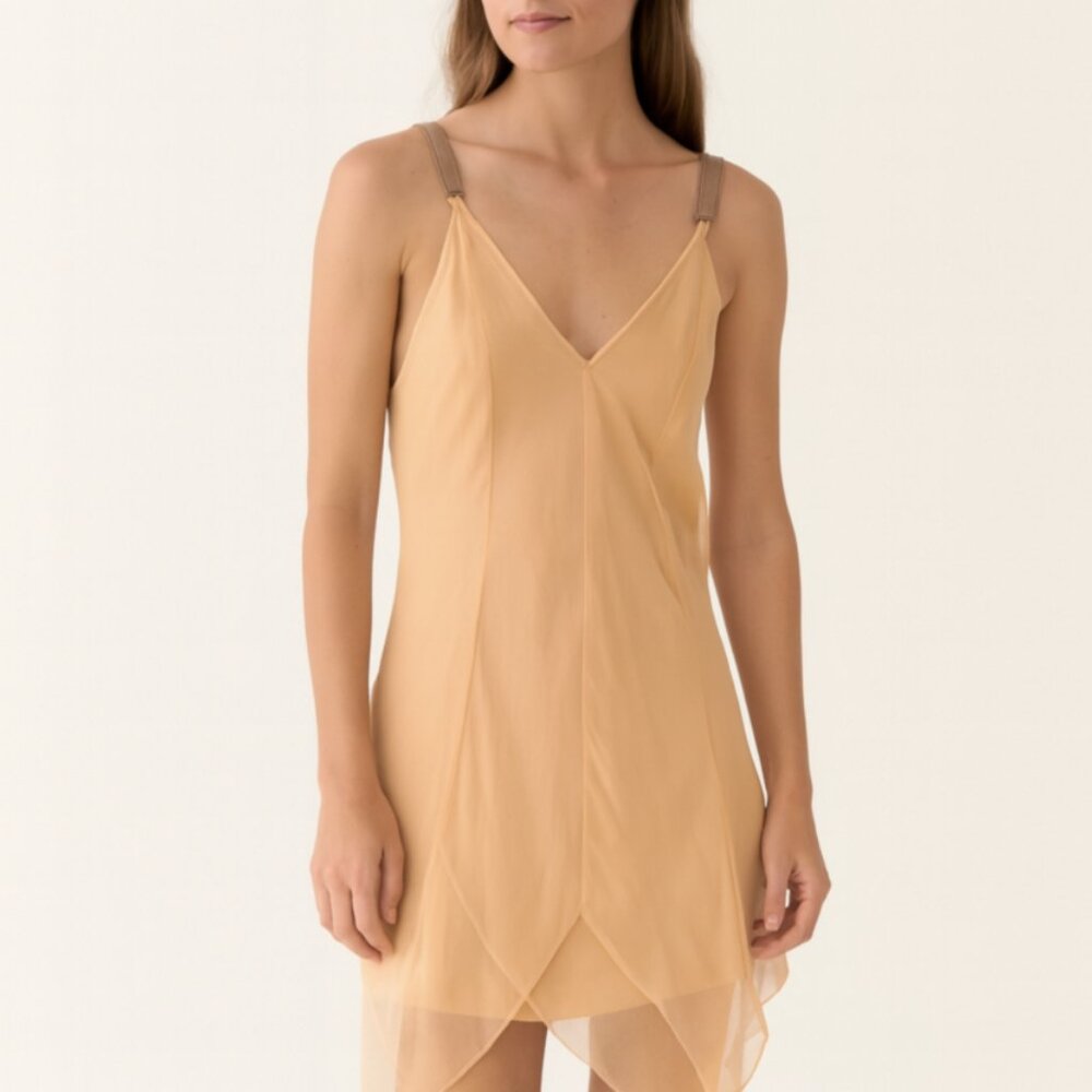 Jes Wade Women S Reversible Silk Chiffon Dress Peach Handkerchief Hem Fairy